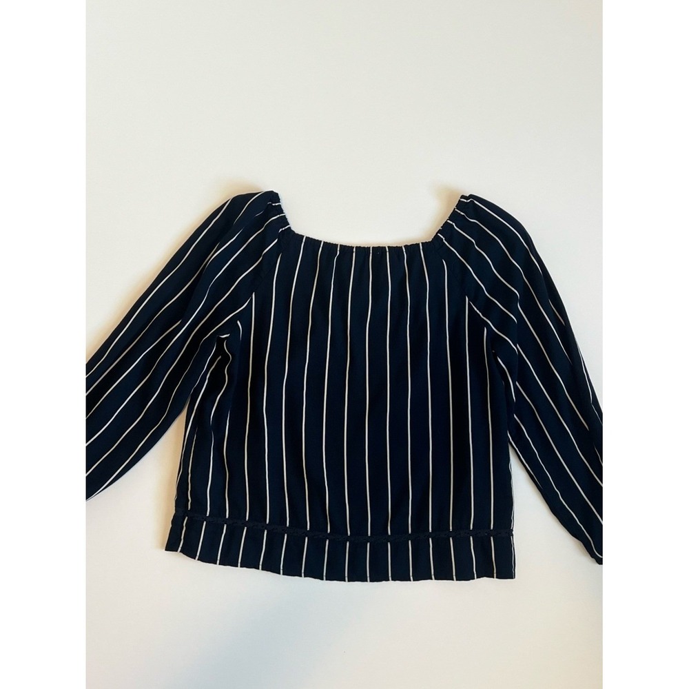 abercrombie kids Navy and White Striped Peasant Top - Picture 3 of 7